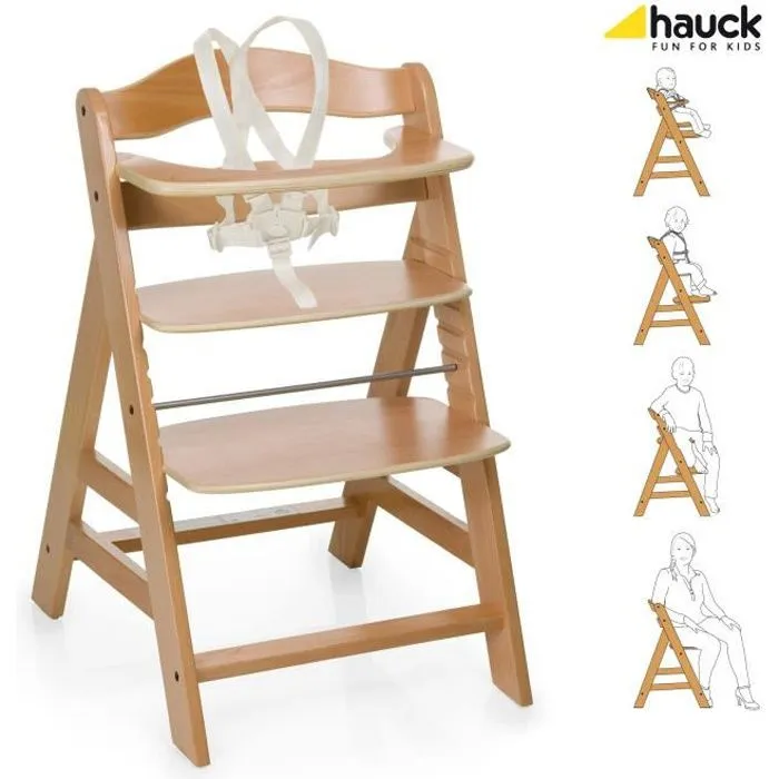 HAUCK Chaise Haute en Bois pour bébé Évolutive Alpha + / Natural-0