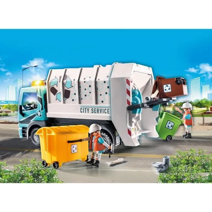 Camion poubelle PLAYMOBIL 70885 avec effets lumineux - 2 personnages et accessoires-1