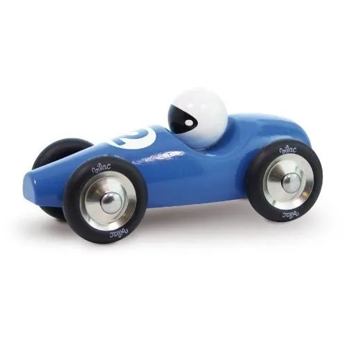 Voiture de Course Miniature en Bois Massif Laqué Bleue VILAC 2247B - 17cm - Pour Enfant de 3 Ans et Plus-0