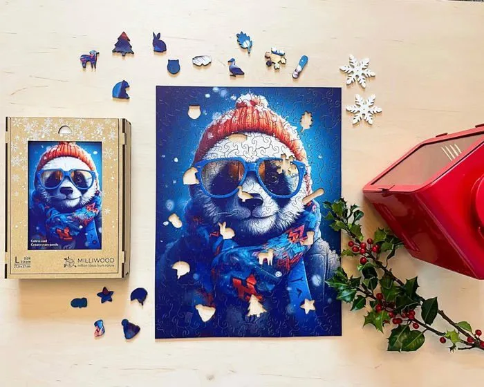 Puzzle en bois pour Enfants - Série Cold is cool - Le froid, c'est cool - Crazy Panda - 27,5 x 37cm - 316 Éléments - Milliwood-1