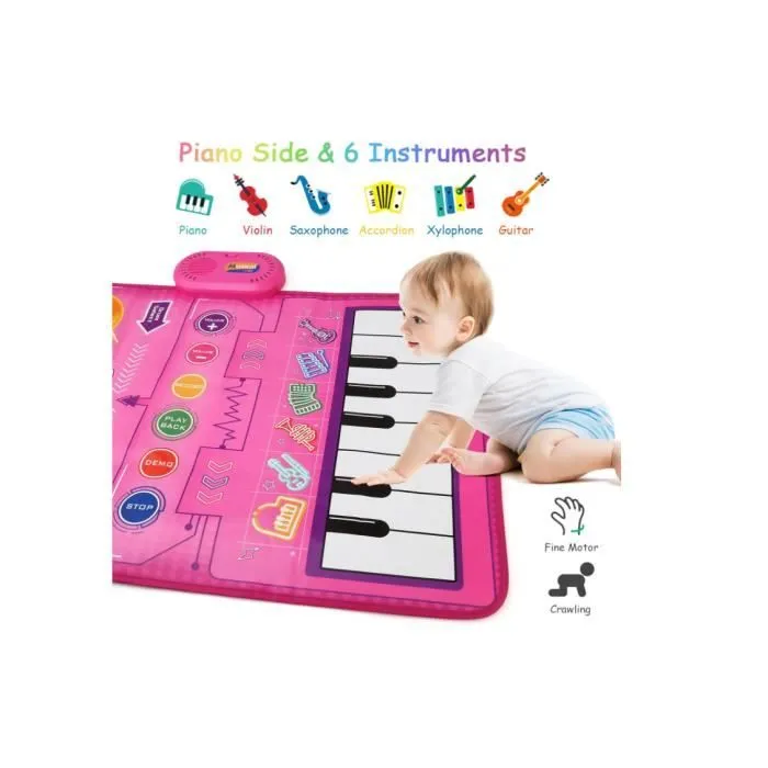 Jouets Bébé 1 an,Tapis Piano Musical et Jouet de Batterie 2 en 1 pour Tout-Petits,Tapis de Jeux Musique Cadeau Anniversaire Jouets-3