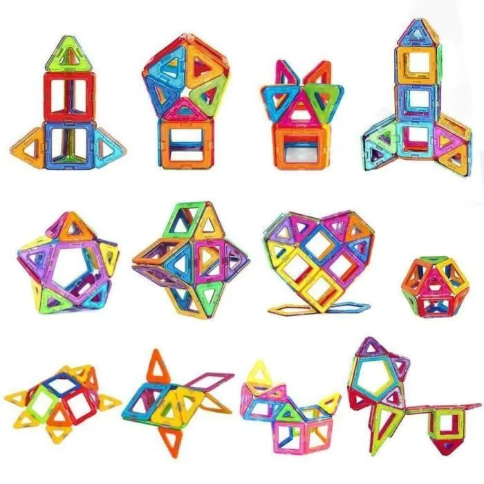 50pcs Jouets de 3D magnétique briques bricolage blocs de construction, ensemble de jouets éducatifs pour les enfants-2