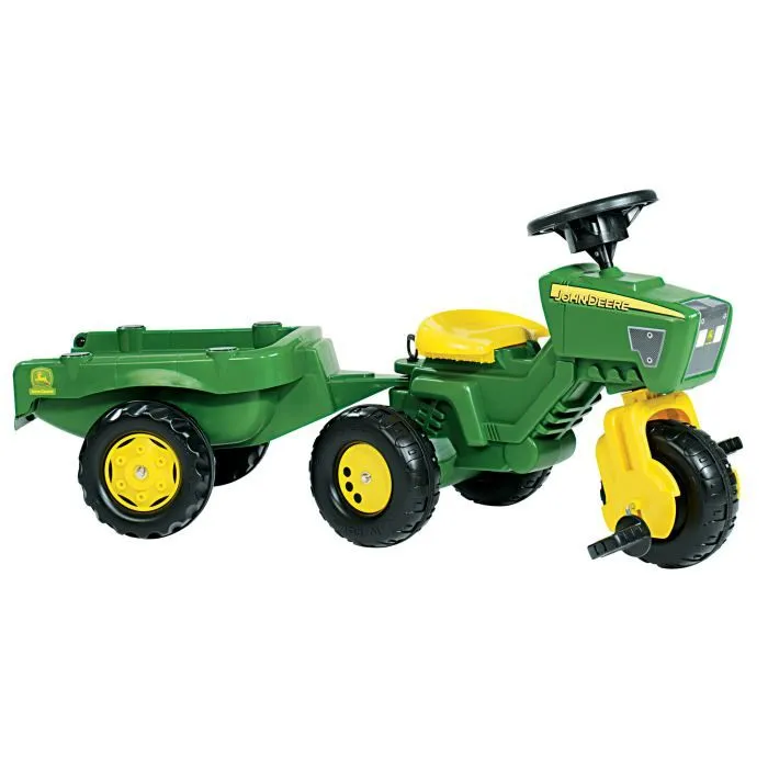 Tricycle à pédales avec remorque RollyTrac John Deere - ROLLY TOYS - Vert - A partir de 3 ans-0