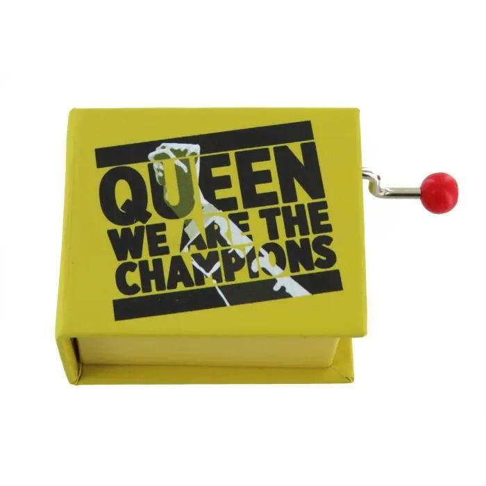 Boîte à musique à manivelle - Queen - We are the champions - 18 notes - En forme de livre - Jaune-3