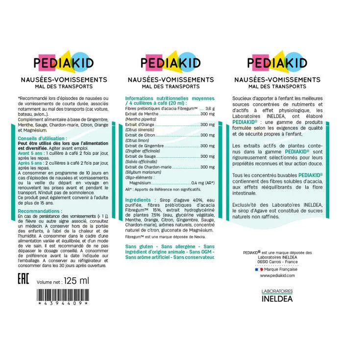 PEDIAKID - Nausées-Vomissements Mal des Transports - Complément alimentaire à base de plantes - Confort digestif - Contre les nausée-1