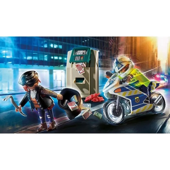 PLAYMOBIL 70572 Policier en moto et voleur, City Action, Les policiers, Dès 4 ans-1
