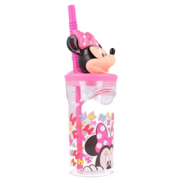 Gobelet à paille en verre Disney figura 3D - rosa - 7.5x23x7.5 cm-2