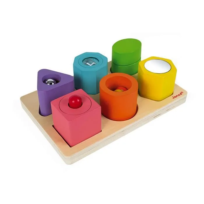 Puzzle 6 cubes sensoriels en bois - Janod - Dès 1 an - Certifié FSC-1