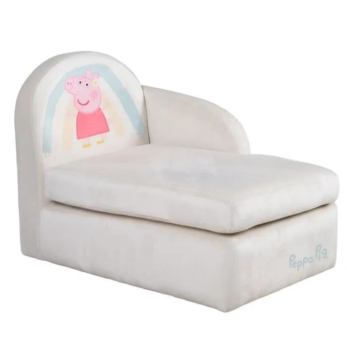 ROBA Canapé Bébé en Velours Peppa Pig - Assise Confortable avec Accoudoir Latéral et Dossier - Beige / Motif Truie-0