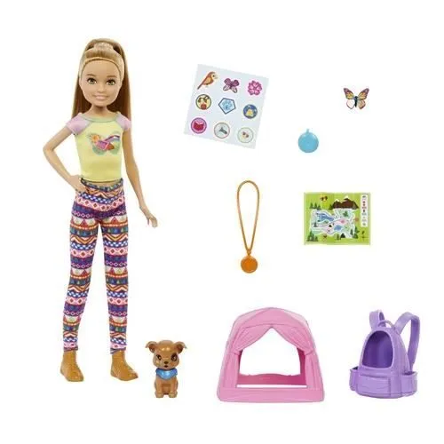 Barbie - Famille poupée mannequin Stacie camping - Avec mini-figurine chiot-1