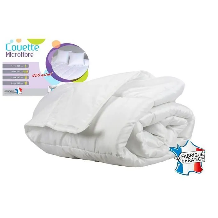 Couette microfibre blanche 140x200 cm 450gr/m2 - DECORATIE - Chaude - Synthétique-1