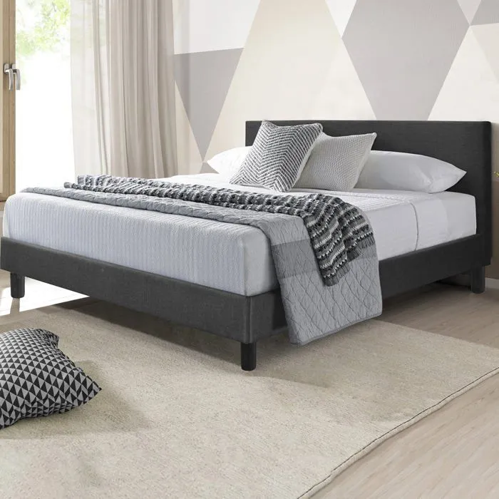 Lit Marquis 160 x 200 by Sampur | Gris foncé | Cadre de Lit : Sommier à Lattes + Tête de Lit Inclus - Design Scandinave et Moderne-0