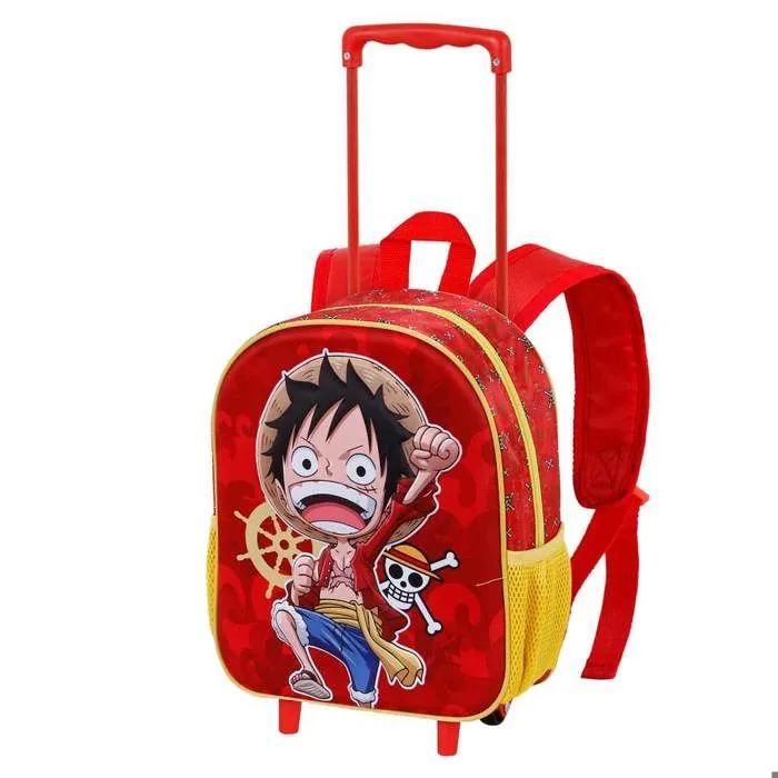 Sac à dos 3D à Roulettes Petit - One Piece Luffy - Rouge- Taille Unique-0