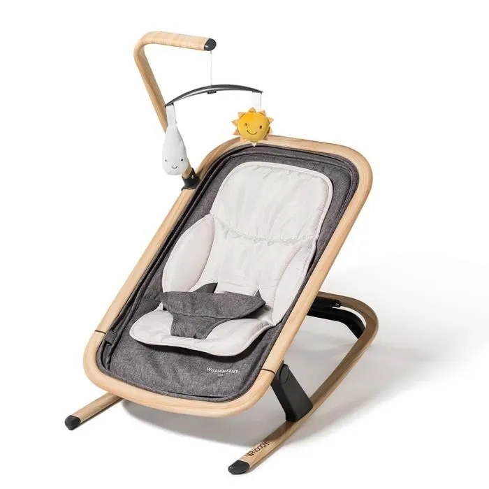 Transat pour bébé WILLIAM KENT 1733 Whoopy - Réducteur en tissu respirant - Gris - Décor bois-0