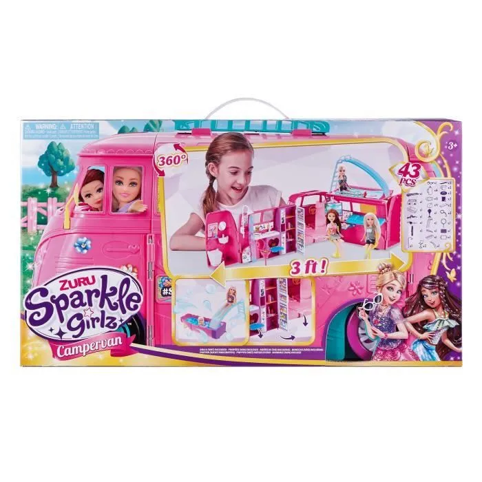 Maison de poupée - ZURU - Sparkle Girlz - Campervan - 43 meubles - Rose-2