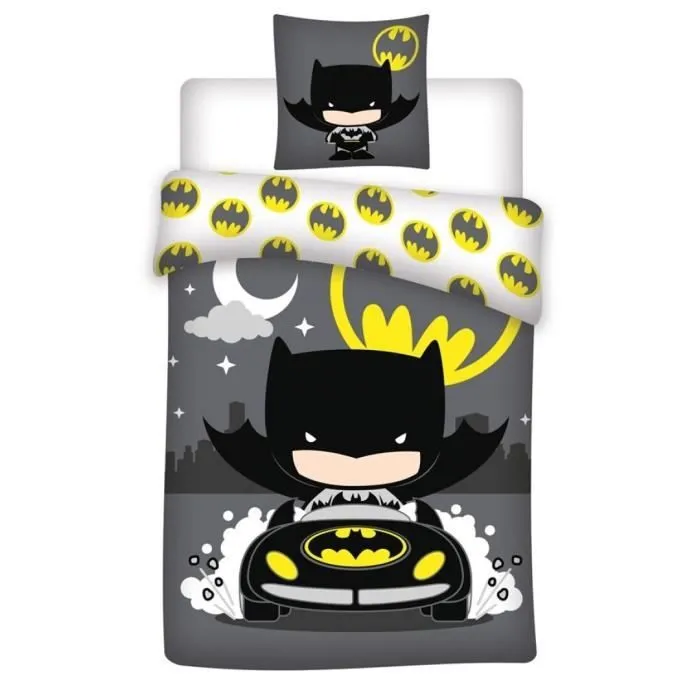 Parure de Lit - Batman - Coton Bio - 140x200 cm - 1 Taie d’oreiller 65x65 cm - Lavable en machine-0