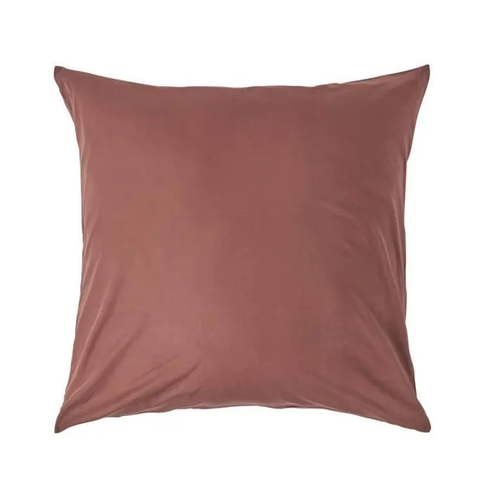 Taie d'oreiller - HOMESCAPES - 80 x 80 cm - Coton égyptien 200 fils - Couleur chocolat - Douceur et confort-0