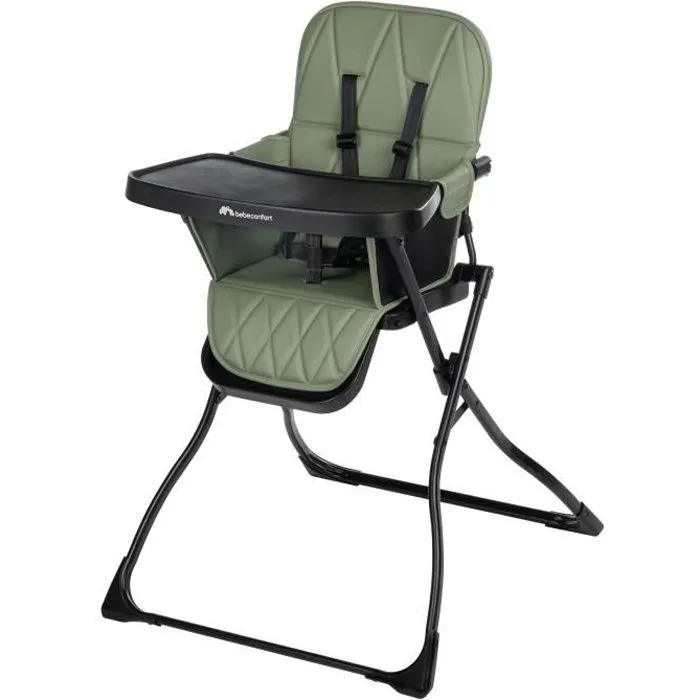 BEBECONFORT LILY Chaise haute bébé, ultra compacte et légère, confort optimal, de 6 mois à 3 ans, jusqu'à 15 kg, Mineral green-0
