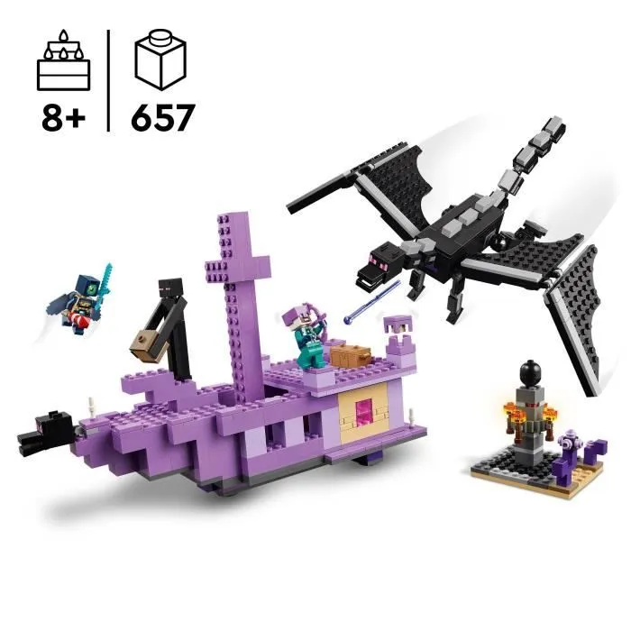 LEGO® Minecraft® 21264 Le dragon et le navire de l’Ender - Set inspiré des jeux vidéo-1
