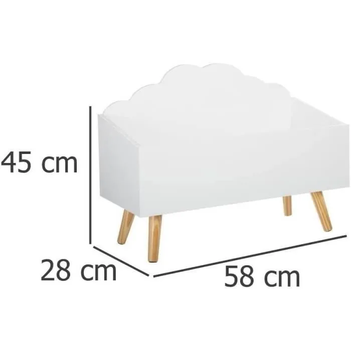Coffre à Jouets Meuble de Rangement - Atmosphera - Forme Nuage - Coloris Blanc-2