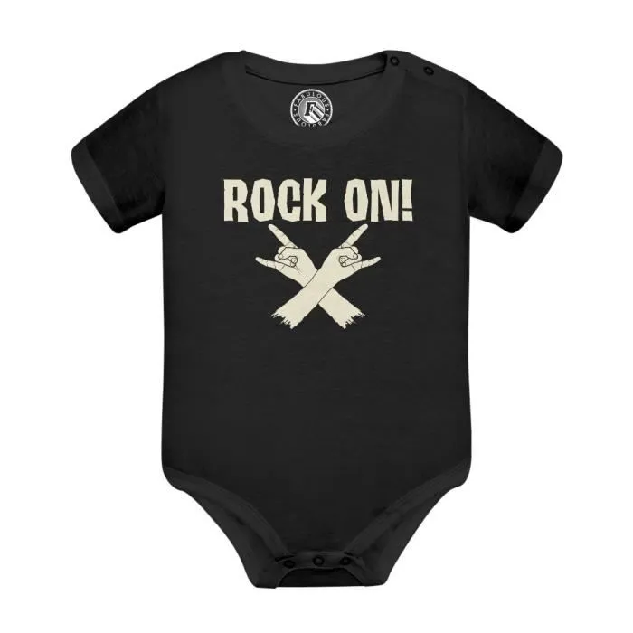Body Bébé Manche Courte Noir Rock On Musique Musicien Guitare Basse Metal-0