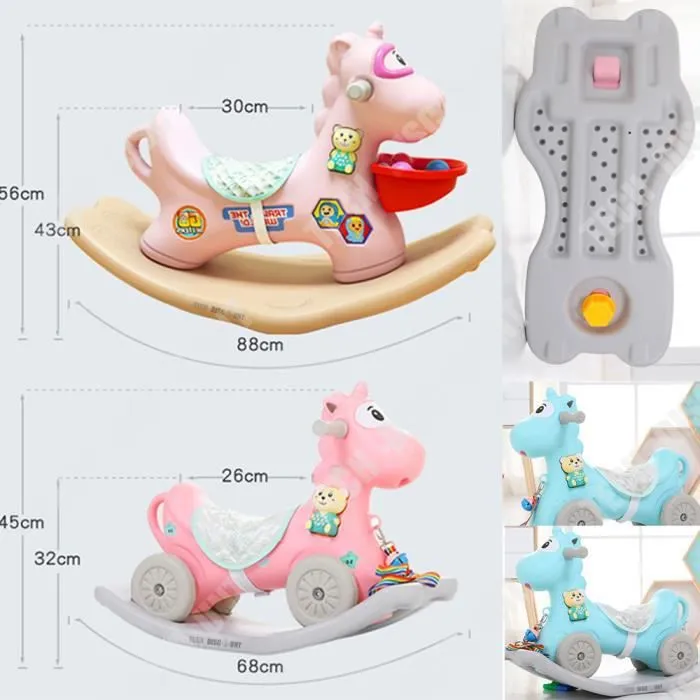 TD® Chaise à bascule en plastique pour bébé sans musique cheval jouets enfants 1-3 ans petite calèche en bois petit bleu couleur jou-1