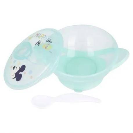 Bol à ventouse - THERMOBABY - Anti-dérapant - Avec couvercle et cuillère - Mickey Cool-2