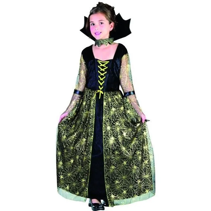 Costume de Vampire vert - Déguisement Fille Carnaval Anniversaire Fête Halloween - Taille 5 à 11 ans-0