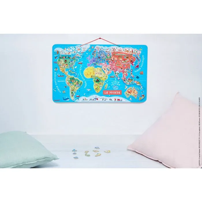 Puzzle Monde Magnétique en bois - Janod - 92 pièces - Dès 7 ans-3