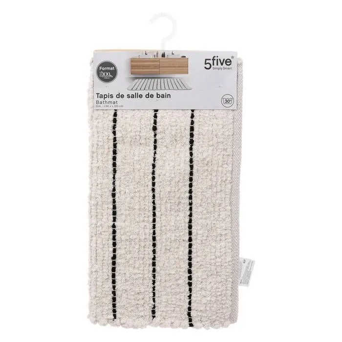 5five - tapis rayé microfibre 50x120cm blanc-1