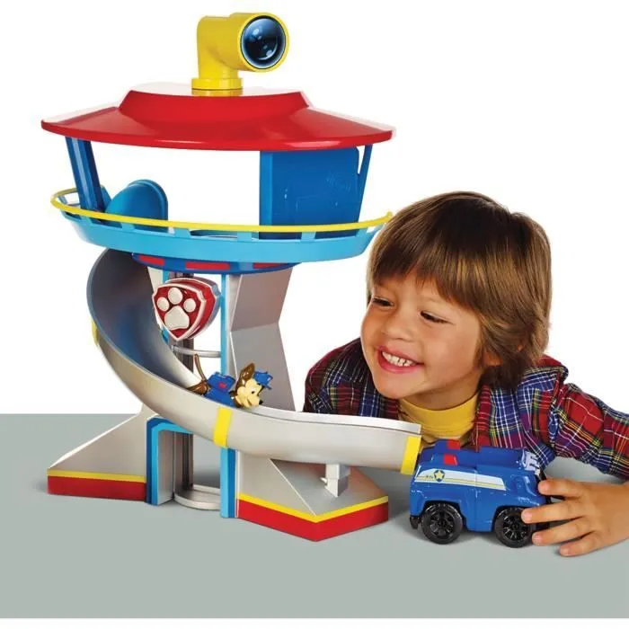 Playset Quartier Général Pat' Patrouille + Véhicule figurine Chase - Effets Sonores lumineux-3