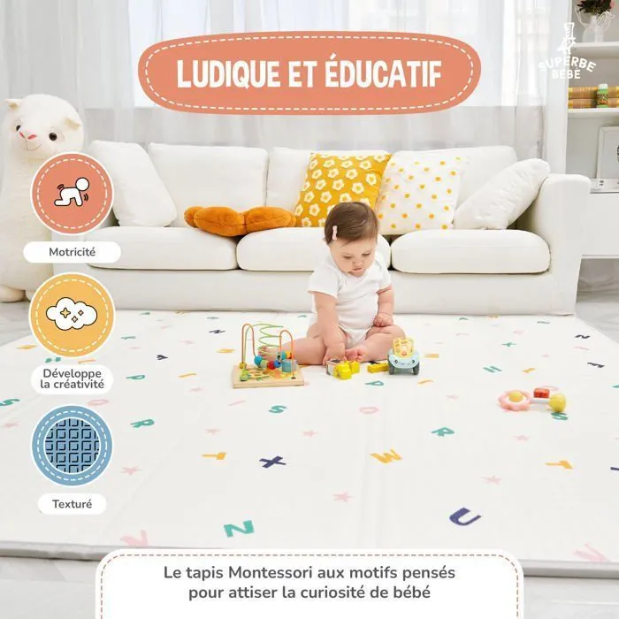 Tapis de Jeu en mousse, épais et pliable pour enfants - 180 x 150 x 1 cm - ROAD | SUPERBE BEBE-5