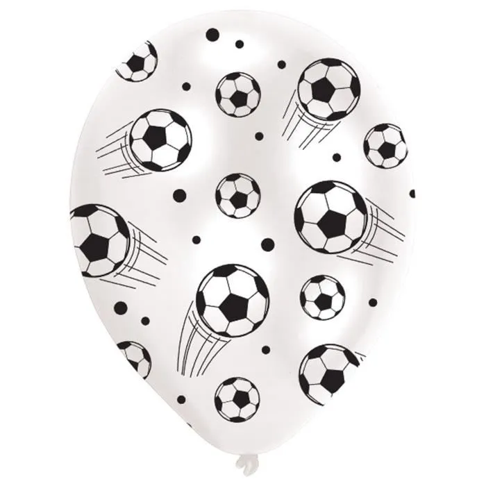Ballons de foot - Latex - Lot de 6 - Imprimé tous côtés - Blanc - Pour enfants-0