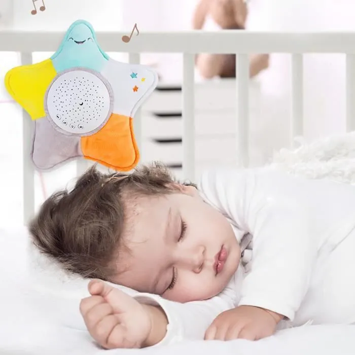 Lampe de projection étoile à cinq branches ciel étoilé bébé enfants apaiser la musique lumineuse en peluche-2