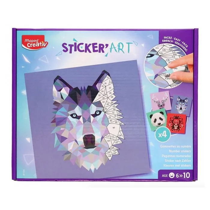 Maped Creativ - Sticker'Art - Activité de Gommettes au Numéro pour Créer 4 Tableaux d'Animaux en Origami - Loisir Créatif Dès 6 ans-0