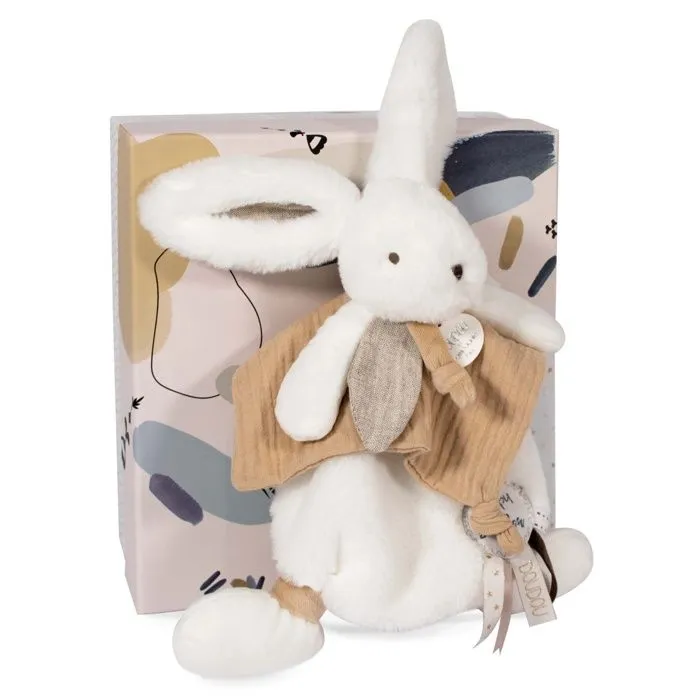 Doudou et Compagnie - Doudou Lapin - 25 cm - Blanc/Sable - Lapin Pompon Naturel - Idée Cadeau - Happy Wild - Happy Doudou To You-1