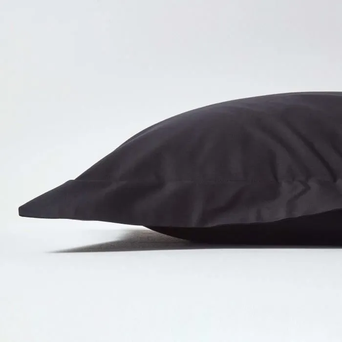 Taie d'oreiller - MARQUE - Rectangulaire - Coton égyptien 200 fils - Noir - 50 x 75 cm-1