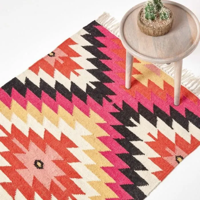 Tapis Kilim en laine à motif géométrique multicolore - Jakarta - 160 x 230 cm-0