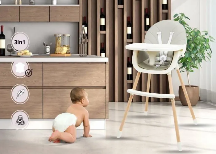 Moby-System Chaise Haute bébé Amelia2- 3 en 1- Enfant de 6 mois à 6 ans- Plateau- Repose Pieds- Ceintures de Sécurité- antidérapants-1