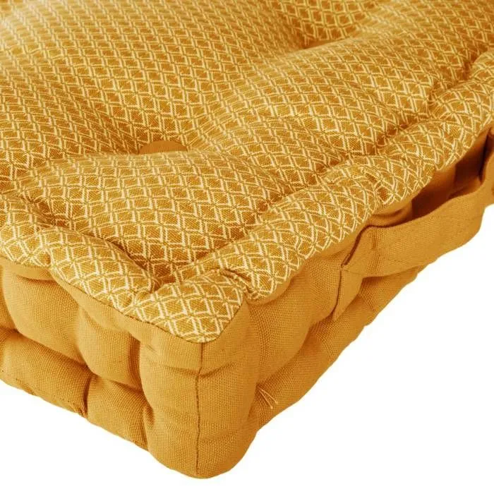 Coussin de sol "Otto" - coton - jaune moutarde 40x40 cm - Jaune - Atmosphera createur d'interieur-3
