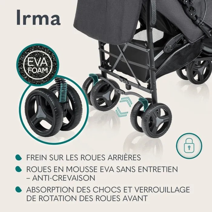 Poussette bébé canne compacte LIONELO Irma - De 6 à 36 mois - Ceinture 5 points de sécurité - Gris-2
