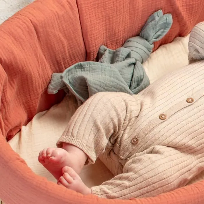 Couffin bébé avec Matelas Habillage et Drap Housse Blanc Taille Unique-3
