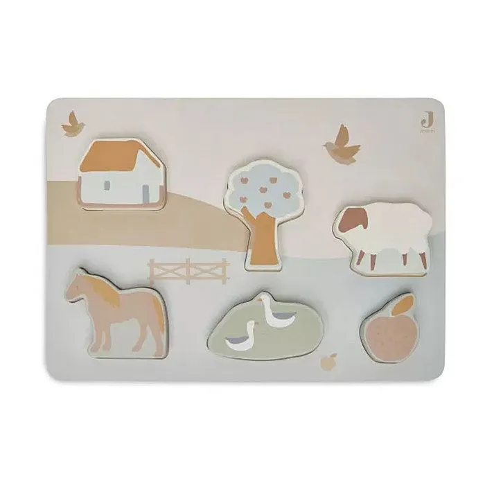 Puzzle en bois - JOLLEIN - Ferme - 6 pièces - Animaux - Mixte-0