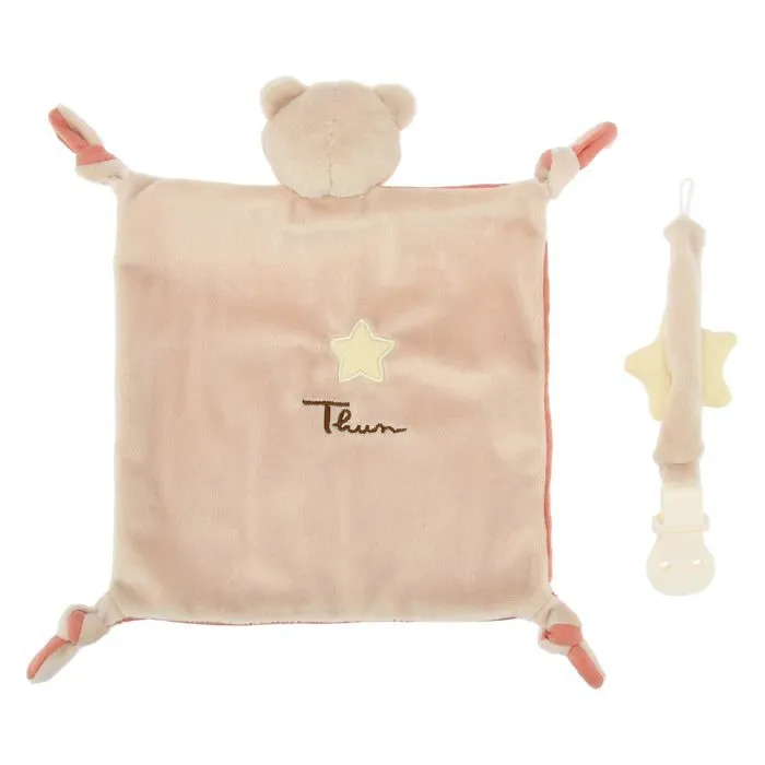 Coffret mixte - textile - repas - jouet Thun - K3835A91 - Coffret Cadeau Doudou et Porte-tétine Teddy-1