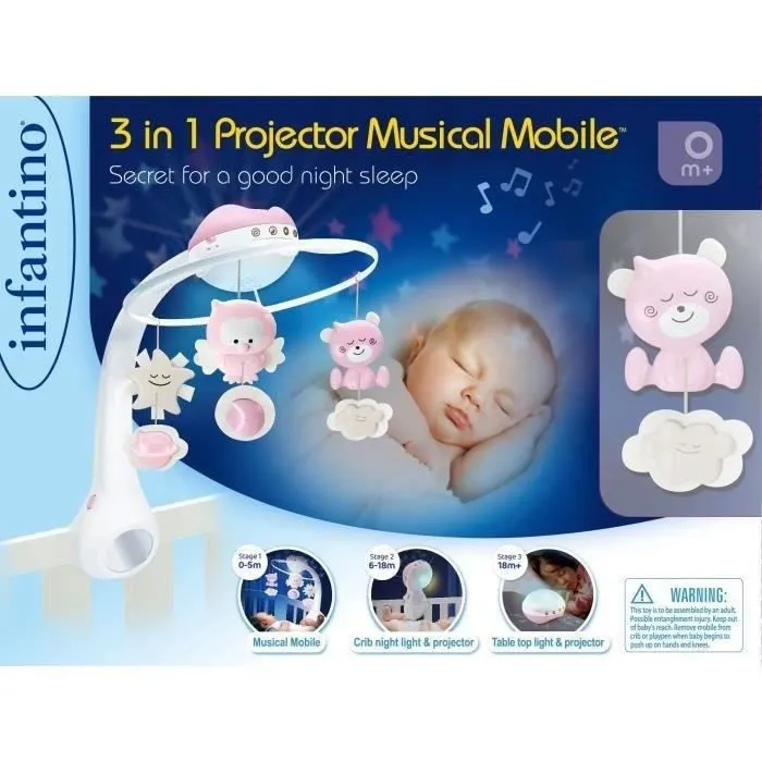 INFANTINO Mobile Fille Douce Nuit 3 en 1 Rose-3