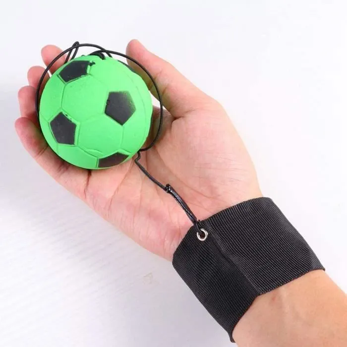 1 balle rebondissante en caoutchouc avec sangle de poignet élastique, balle rebondissante avec cordon élastique, idéale pour exercer-1