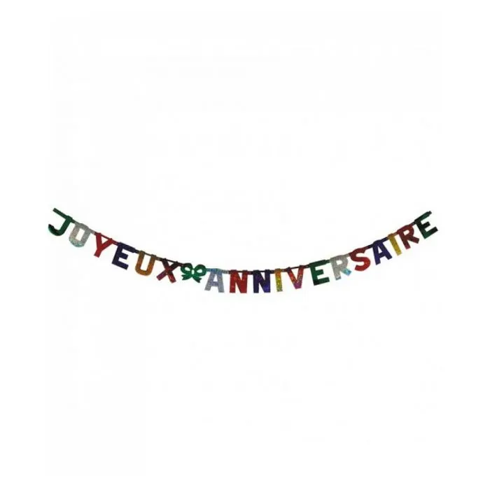 Guirlande - BALLONS A GOGO - Joyeux Anniversaire - Multicolore - Vert - Matériaux mixtes-0
