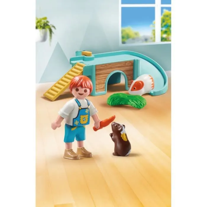 PLAYMOBIL 71746 Enfant avec 2 cochons d'Inde et aire de jeux, My Life, 10 pièces, Dès 4 ans-1