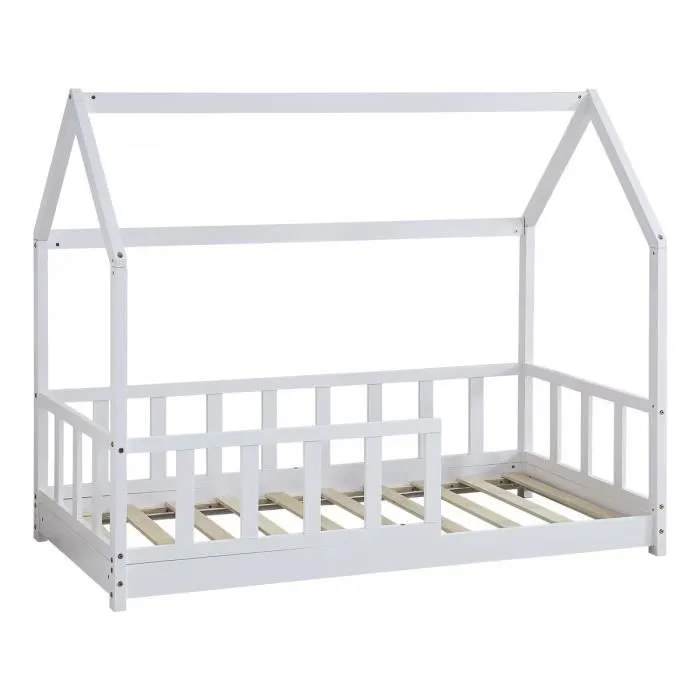 Lit cabane en bois "Charlotte"  - Blanc - 80 x 160 cm-0