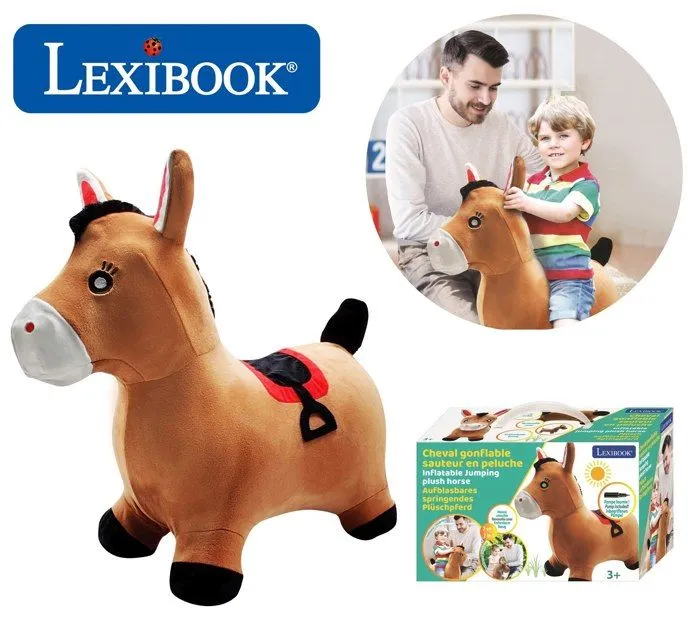 Porteur - LEXIBOOK - Cheval Sauteur Gonflable en Peluche - Design 2-en-1 - Housse amovible - Pour Enfant-0
